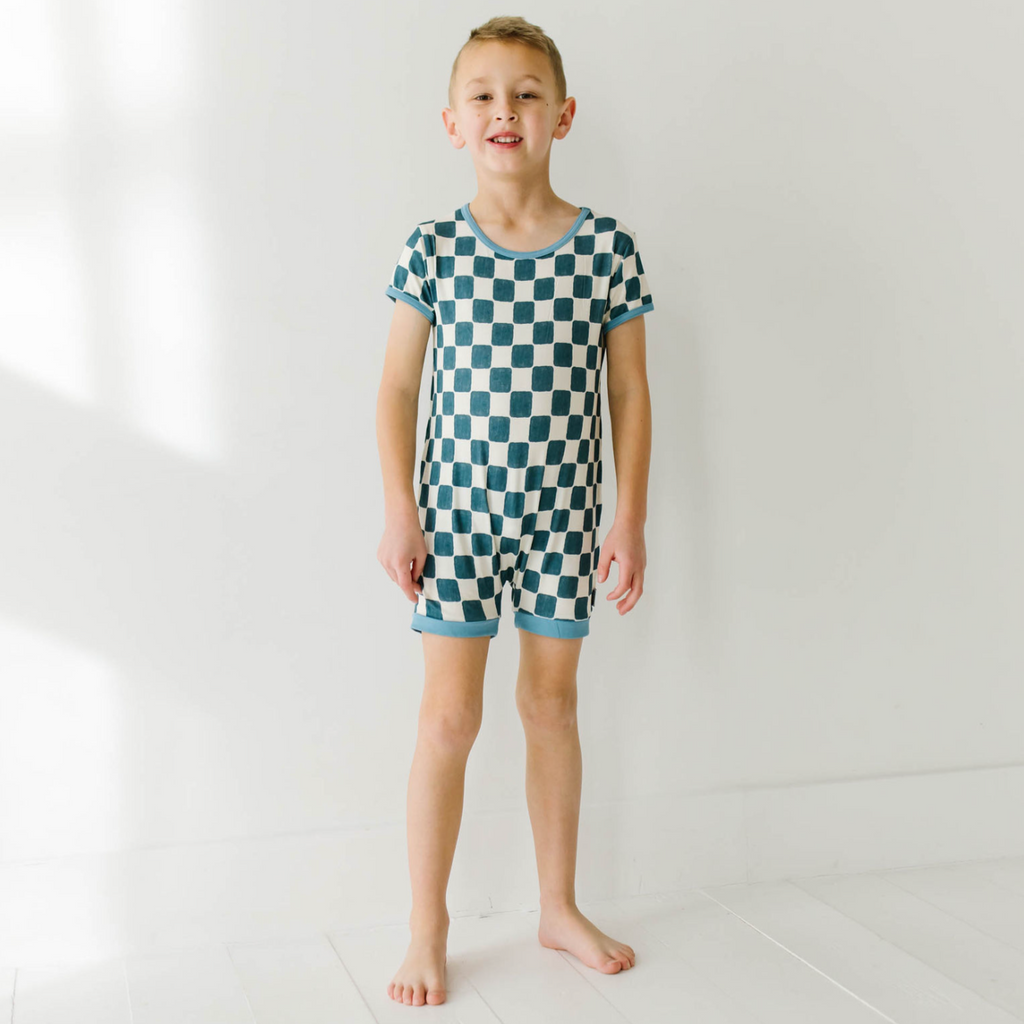 Checker Me Out Kid's Shorty Romper